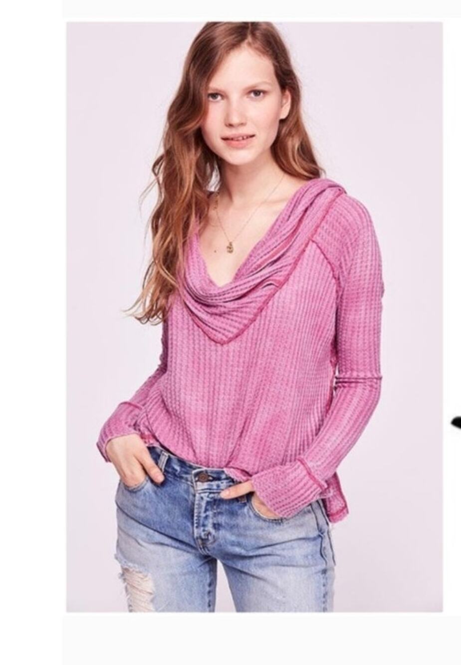We The Free Free People Wild Cat Thermal Sz Small Orchid Slouchy